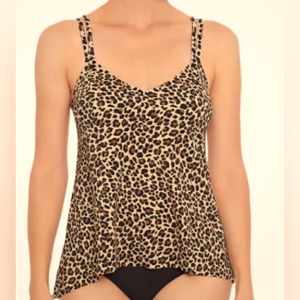 🛍️Swim Solutions Women’s Princess 👑 Seamed Tankini Top Animal Instinct Size:18